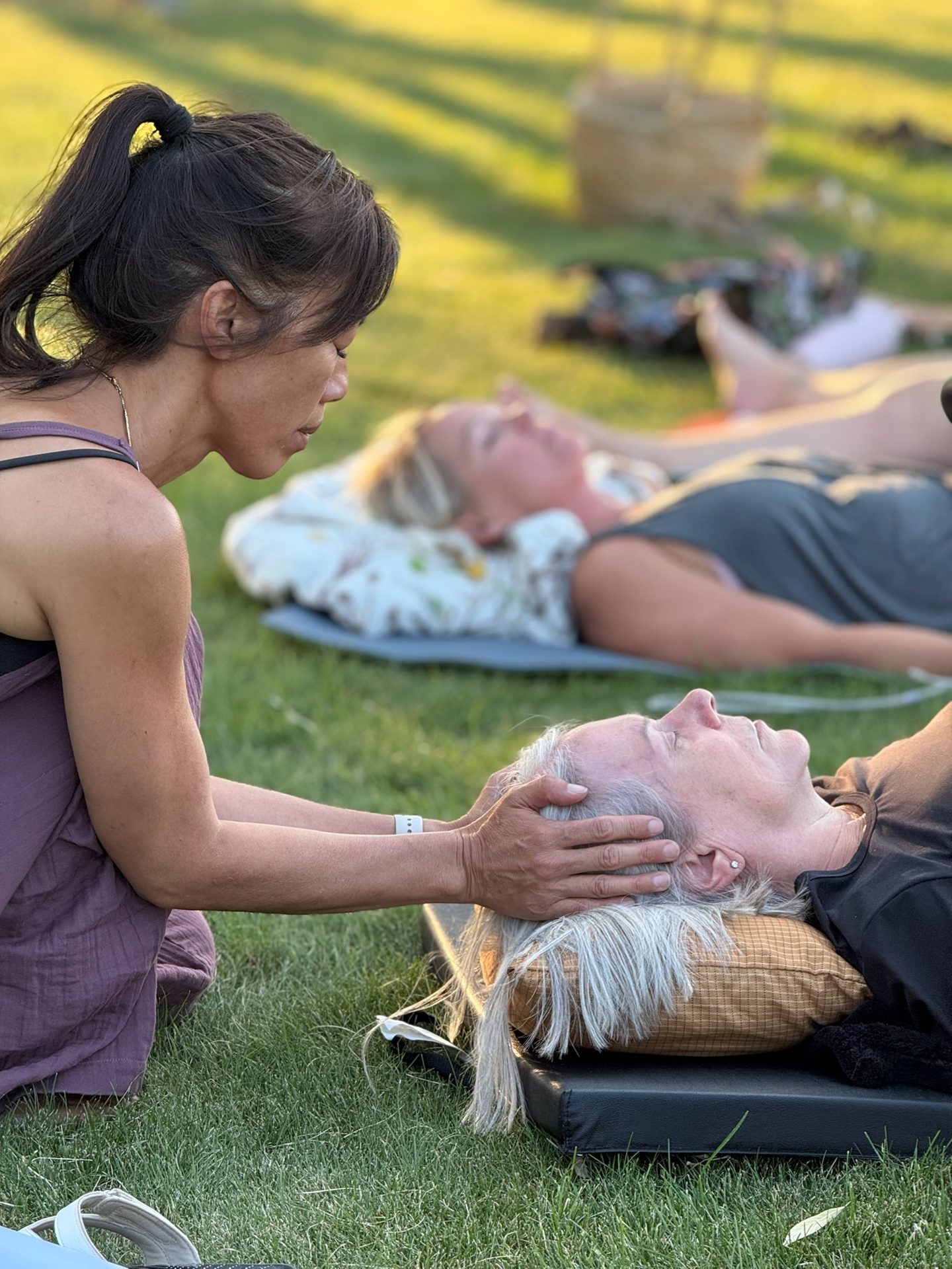 Reiki session in the pasture